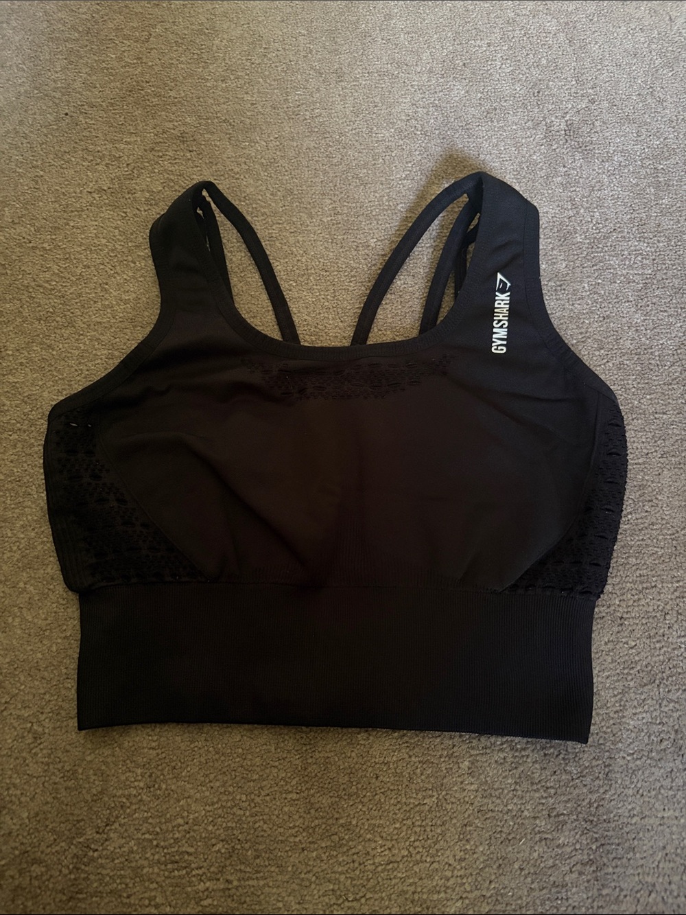 Gymshark Black Seamless Lace-Panel Sports Bra